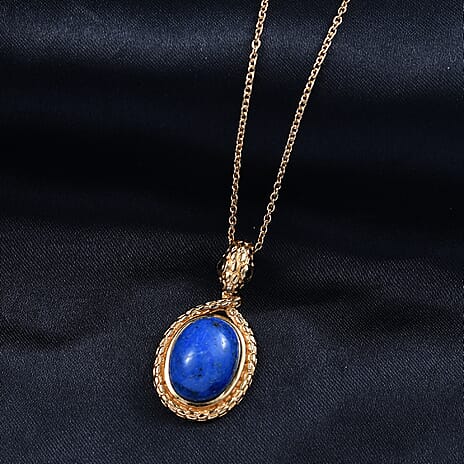 Lapis Lagoon & Black Spinel Pendant with Chain (Size 20) 12.46 Ct.