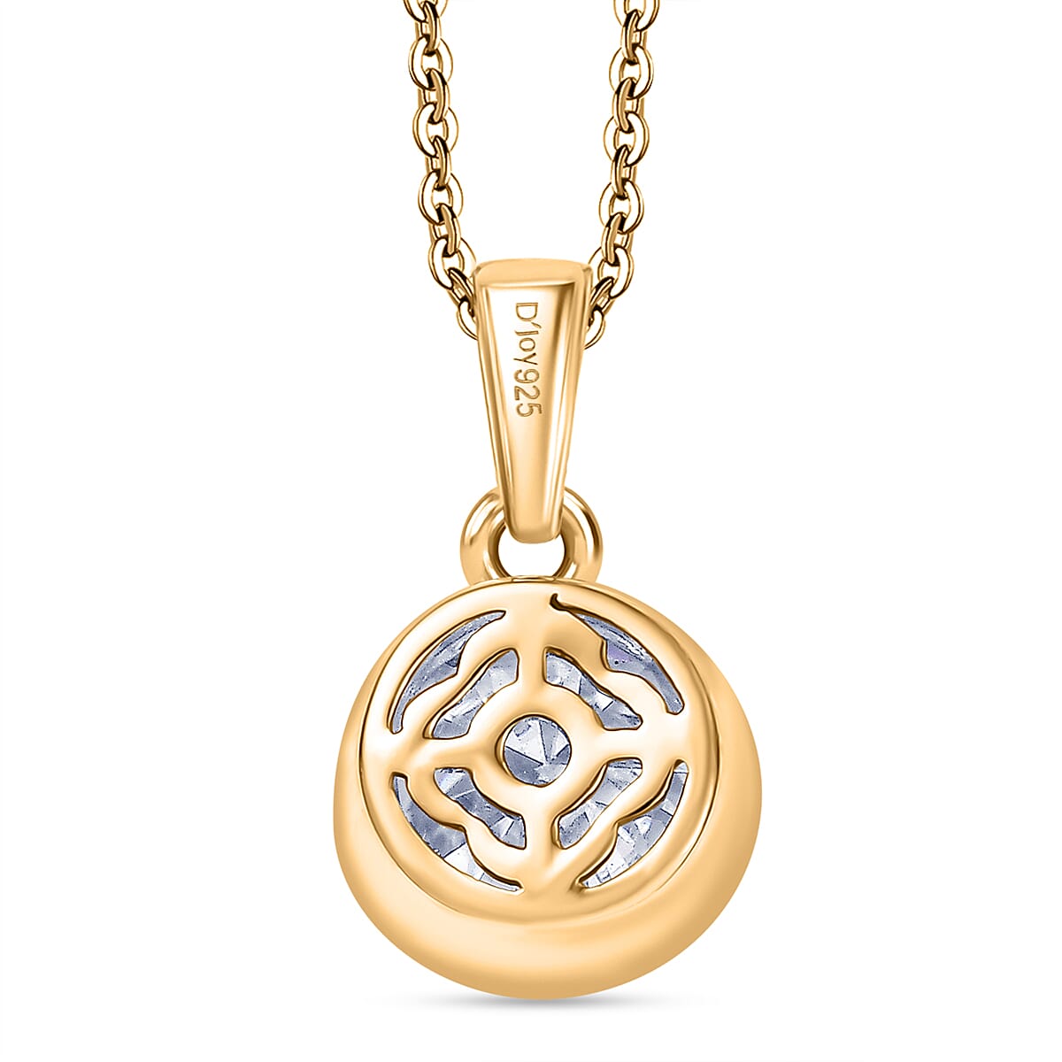 D'Joy Moissanite Pendant with Chain (Size 20) in 18K Vermeil Yellow Gold Plated Sterling Silver 1.79 Ct.