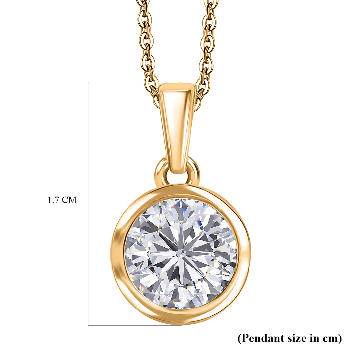 D'Joy Moissanite Pendant with Chain (Size 20) in 18K Vermeil Yellow Gold Plated Sterling Silver 1.79 Ct.
