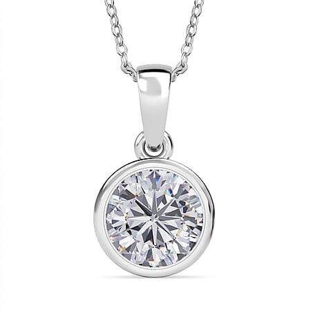 D'Joy Moissanite Pendant with Chain (Size 20) in Rhodium Overlay Sterling Silver 1.79 Ct.