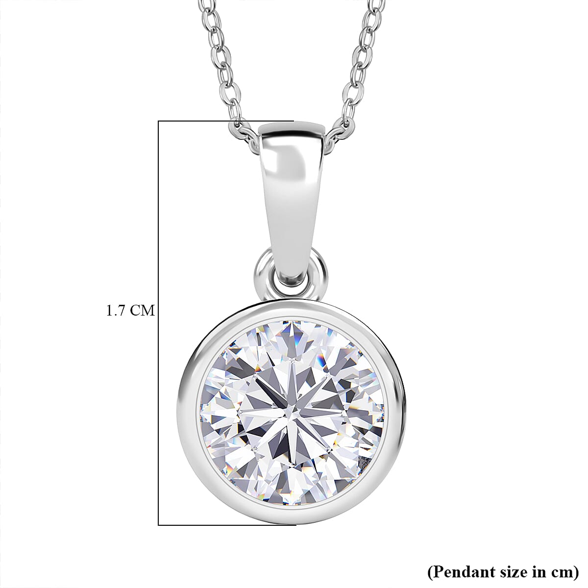 D'Joy Moissanite Pendant with Chain (Size 20) in Rhodium Overlay Sterling Silver 1.79 Ct.