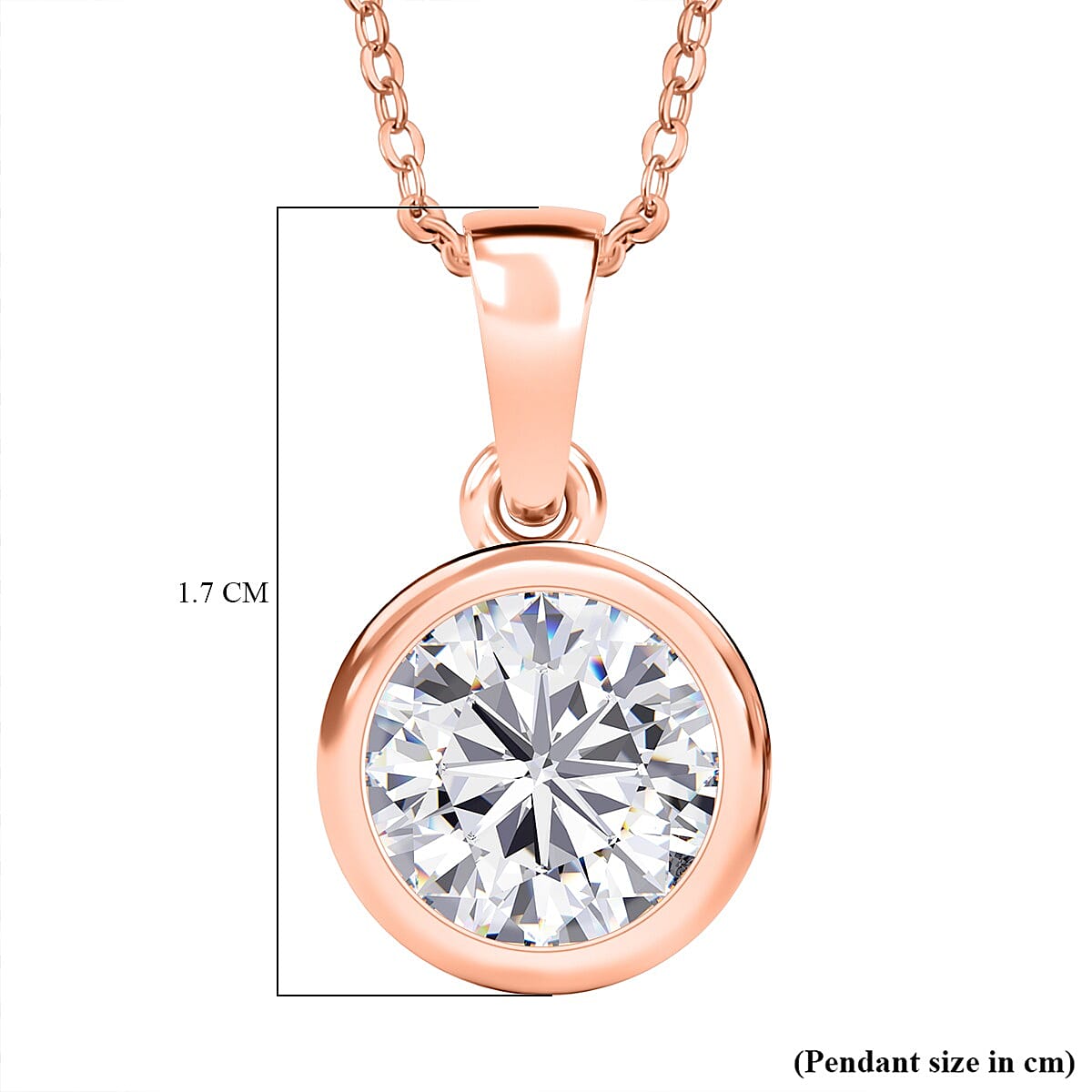 D'Joy Moissanite Pendant with Chain (Size 20) in 18K Vermeil Rose Gold Plated Sterling Silver 1.80 Ct.
