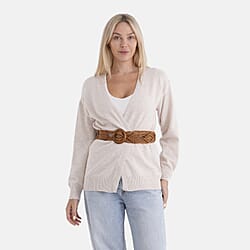 Maisi solid color Knitted cardigan with belt