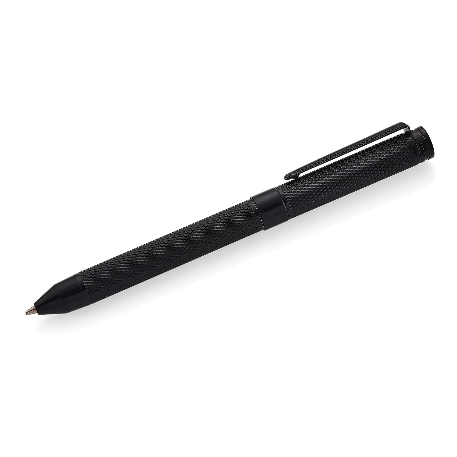 GENOA TIME V2 Quartz PC32 3ATM WR Black Hydraulic Dial Mens Gift Set with Black Stainless Steel Strap, Pen & Cufflinks