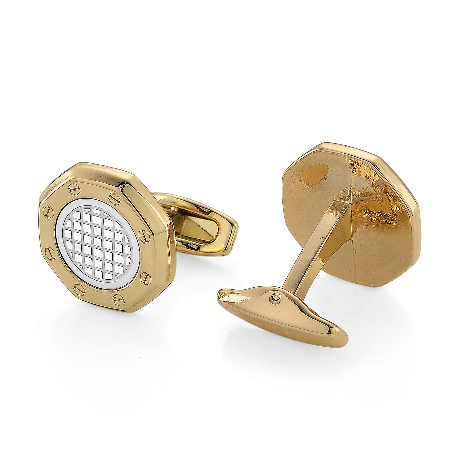 GENOA TIME V2 Quartz PC32 3ATM WR White Hydraulic Dial Mens Gift Set with Two-Tone Stainless Steel Strap, Pen & Cufflinks