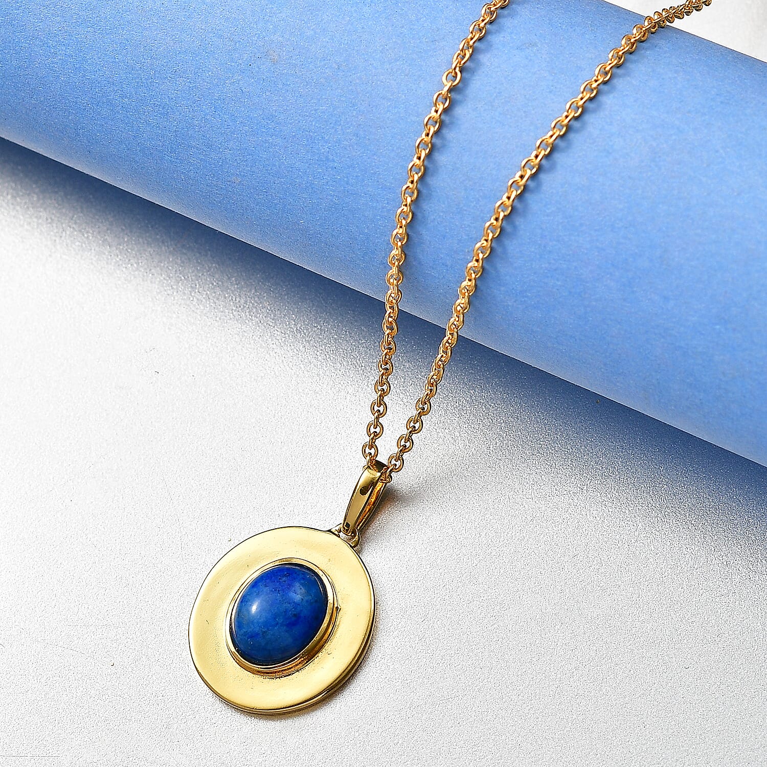 EverTrue Lapis Lagoon Pendant with Chain (Size 20) in Yellow Gold Tone 3.43 Ct.