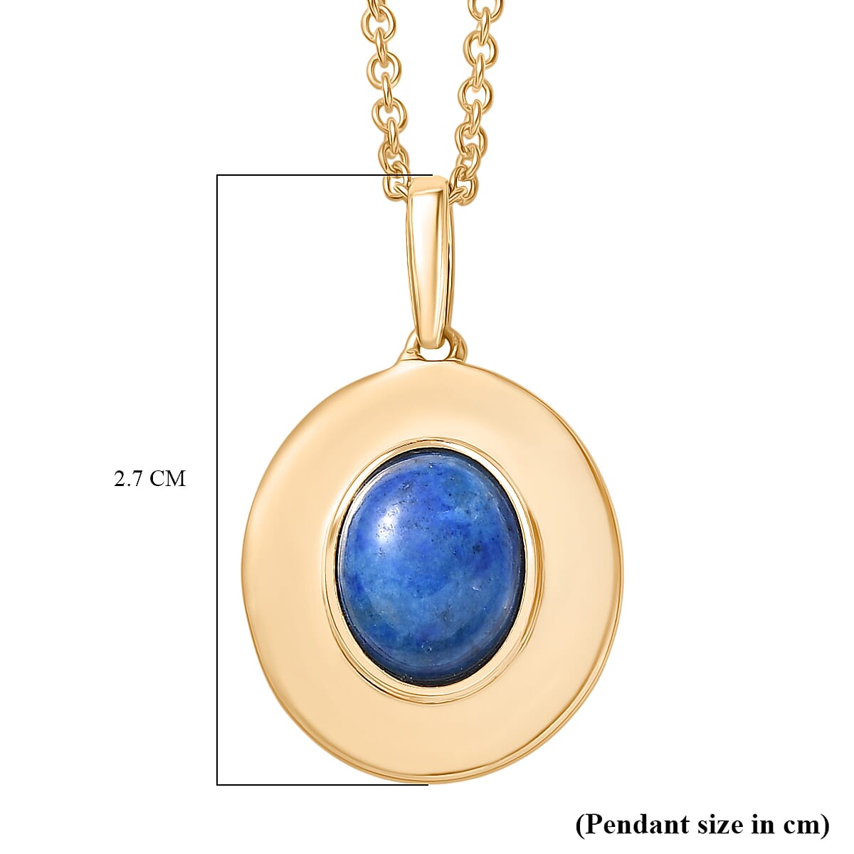 EverTrue Lapis Lagoon Pendant with Chain (Size 20) in Yellow Gold Tone 3.43 Ct.