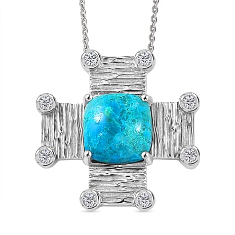 Opalina,  White Cubic Zirconia Pendant with Chain (Size 20) Stainless Steel  0.40ct  5.050  Ct.