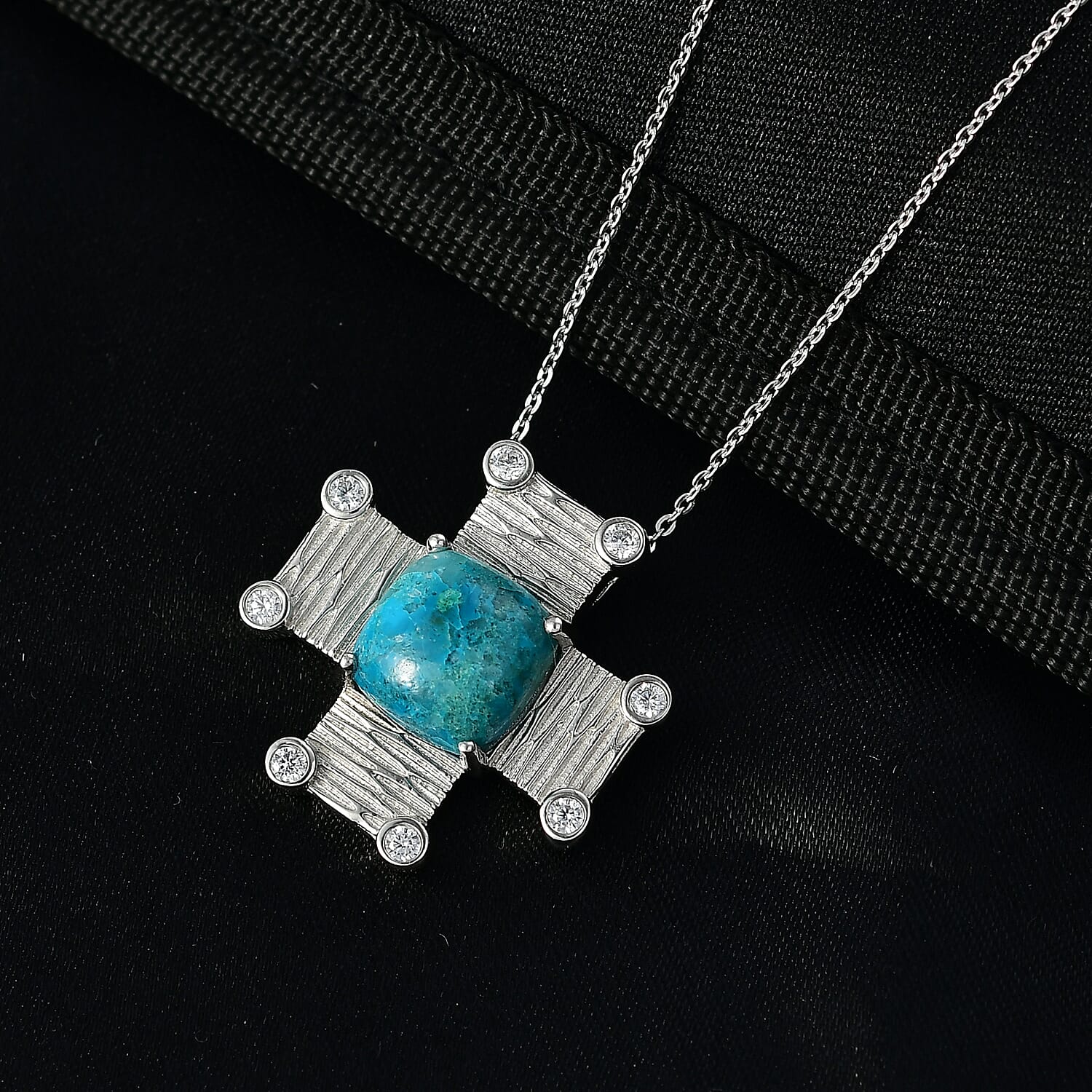 Opalina,  White Cubic Zirconia Pendant with Chain (Size 20) Stainless Steel  0.40ct  5.050  Ct.