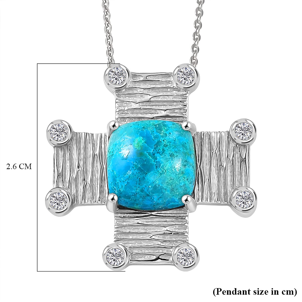 Opalina,  White Cubic Zirconia Pendant with Chain (Size 20) Stainless Steel  0.40ct  5.050  Ct.