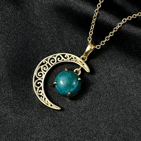 Opalina Moon Pendant with Chain (Size 20) in Yellow Gold Plated 4.10 Ct.
