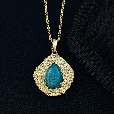 Pear Cut Opalina Pendant with Chain (Size 20) in Yellow Gold Plated 4.50 Ct.