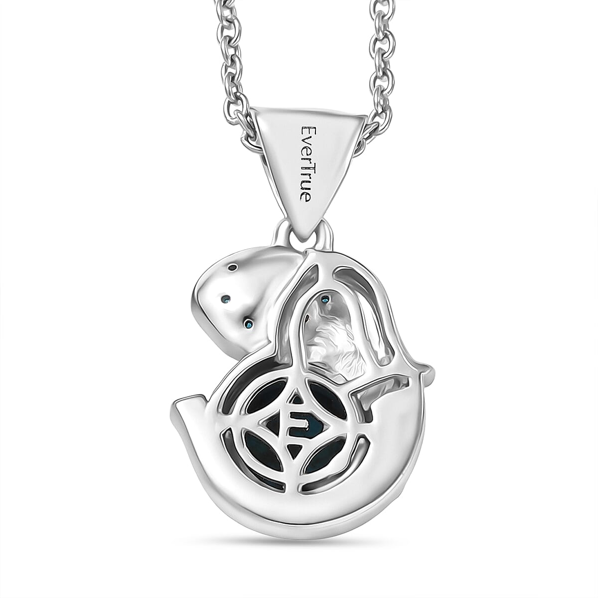 Opalina,  Neon Blue Cubic Zirconia,  Tanzanite Cubic Zirconia,  Black Spinel Pendant with Chain (Size 20) Stainless Steel  0.16ct  2.599  Ct.