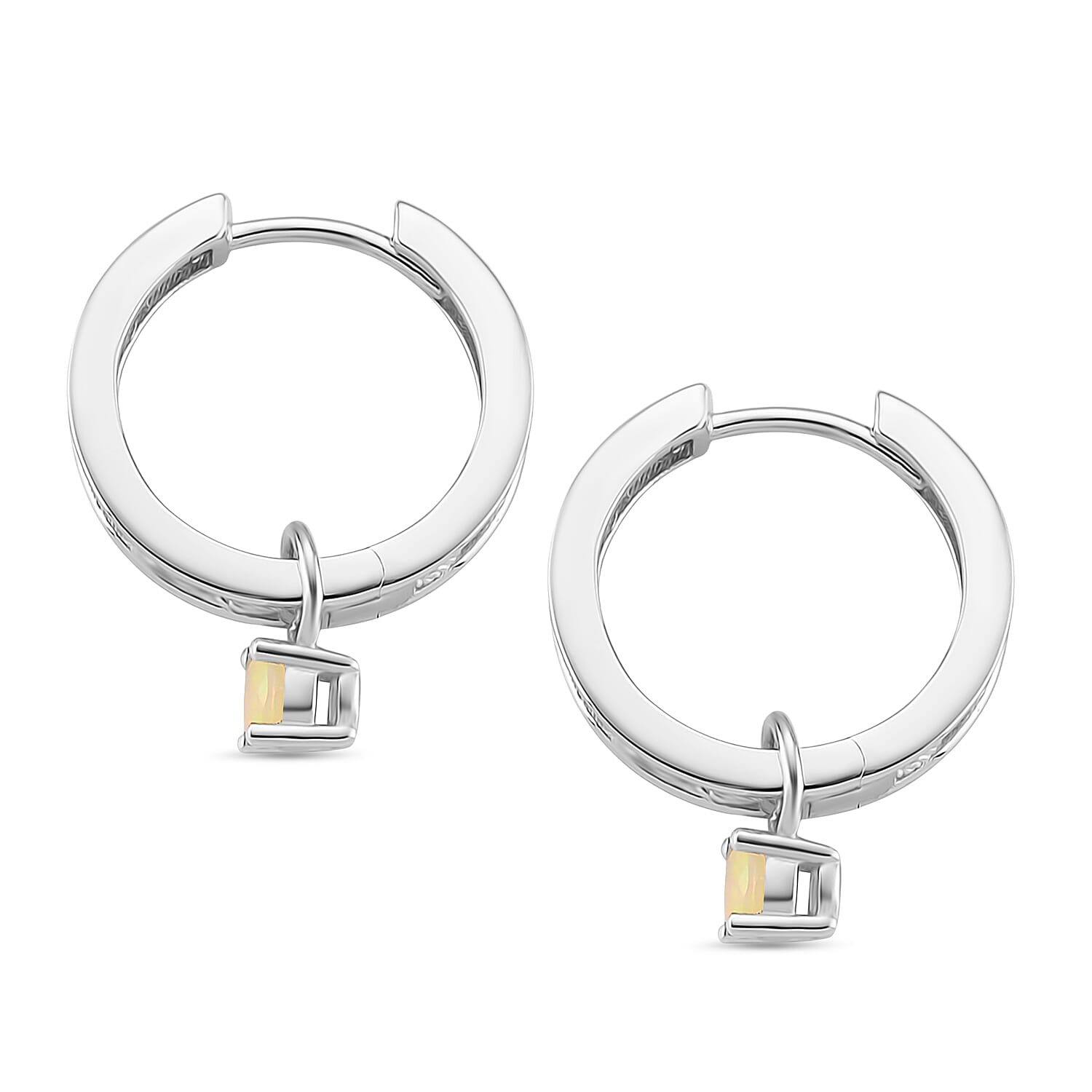 D'Joy Set of 3 - Natural Chrome Diopside, Ethiopian Opal & Blue Moissanite Earring with Hoop in Rhodium Overlay Sterling Silver 2.10 Ct, Silver Wt. 12.00 Gms.