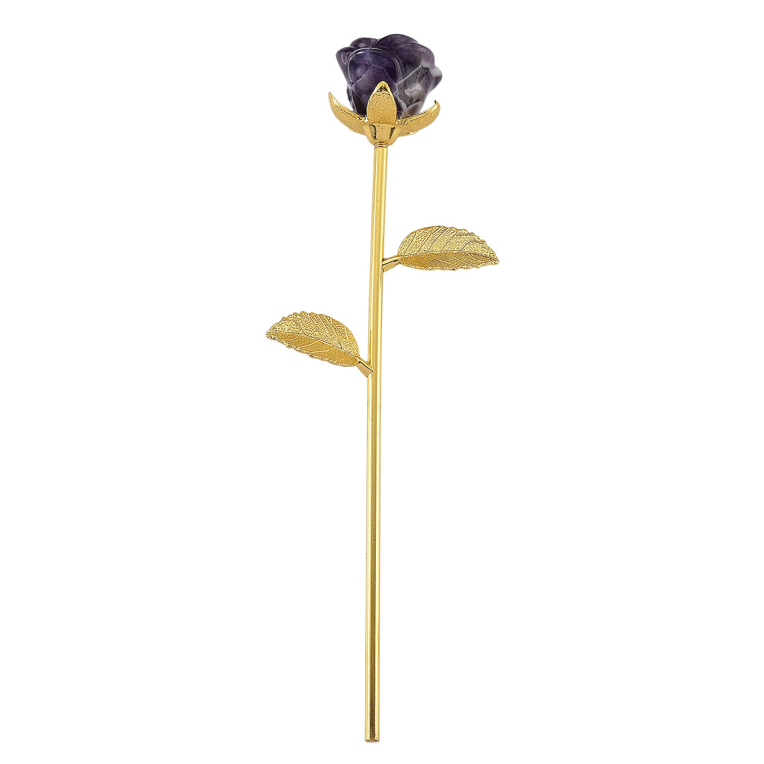 HandCrafted Decor Gift Amethyst Rose in Yellow Gold Tone 225.00 Ct.