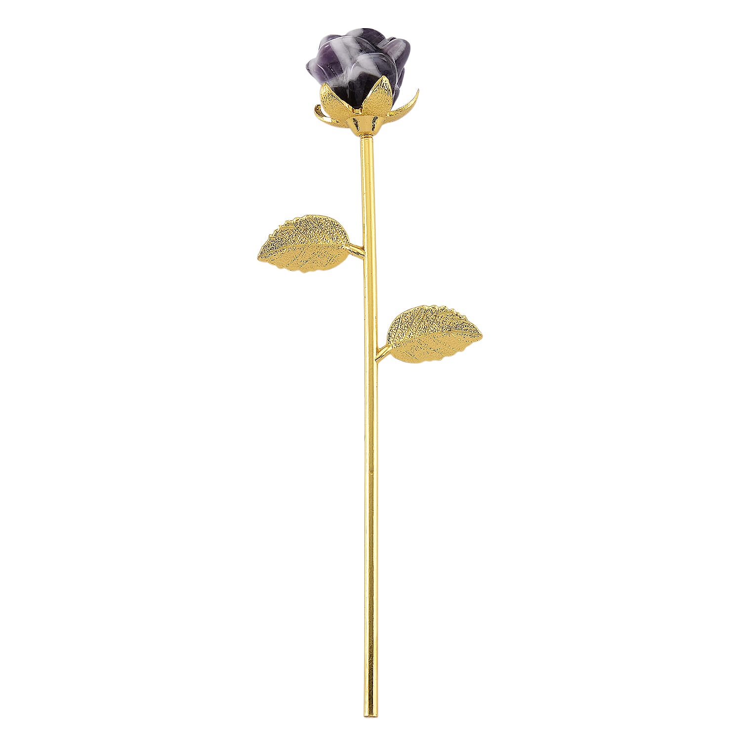 HandCrafted Decor Gift Amethyst Rose in Yellow Gold Tone 225.00 Ct.