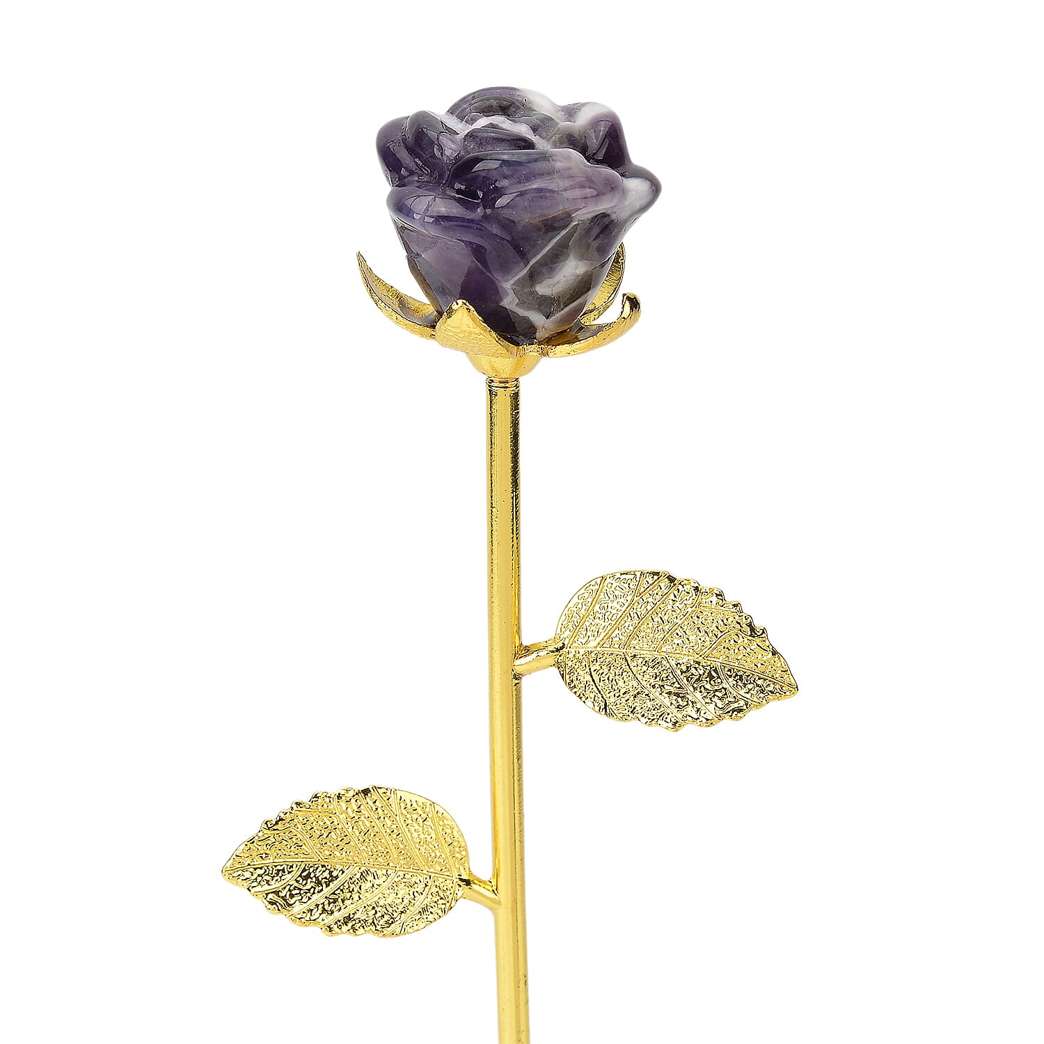 HandCrafted Decor Gift Amethyst Rose in Yellow Gold Tone 225.00 Ct.