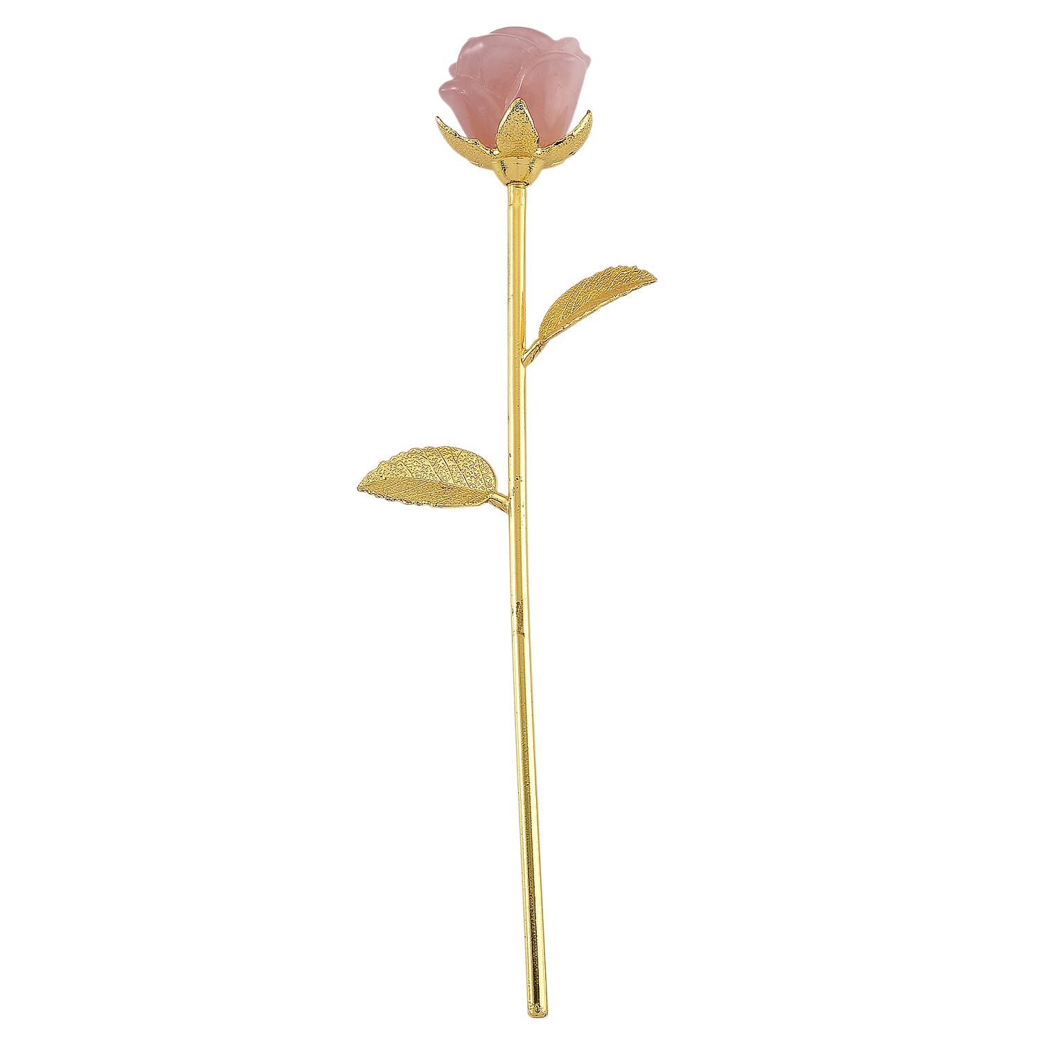 HandCrafted Decor Gift Rose Quartz Rose in Yellow Gold Tone 225.00 Ct.