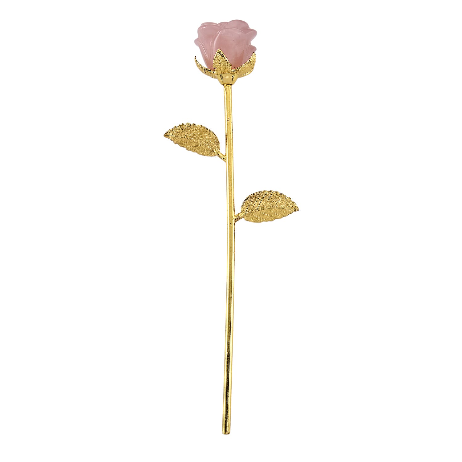 HandCrafted Decor Gift Rose Quartz Rose in Yellow Gold Tone 225.00 Ct.