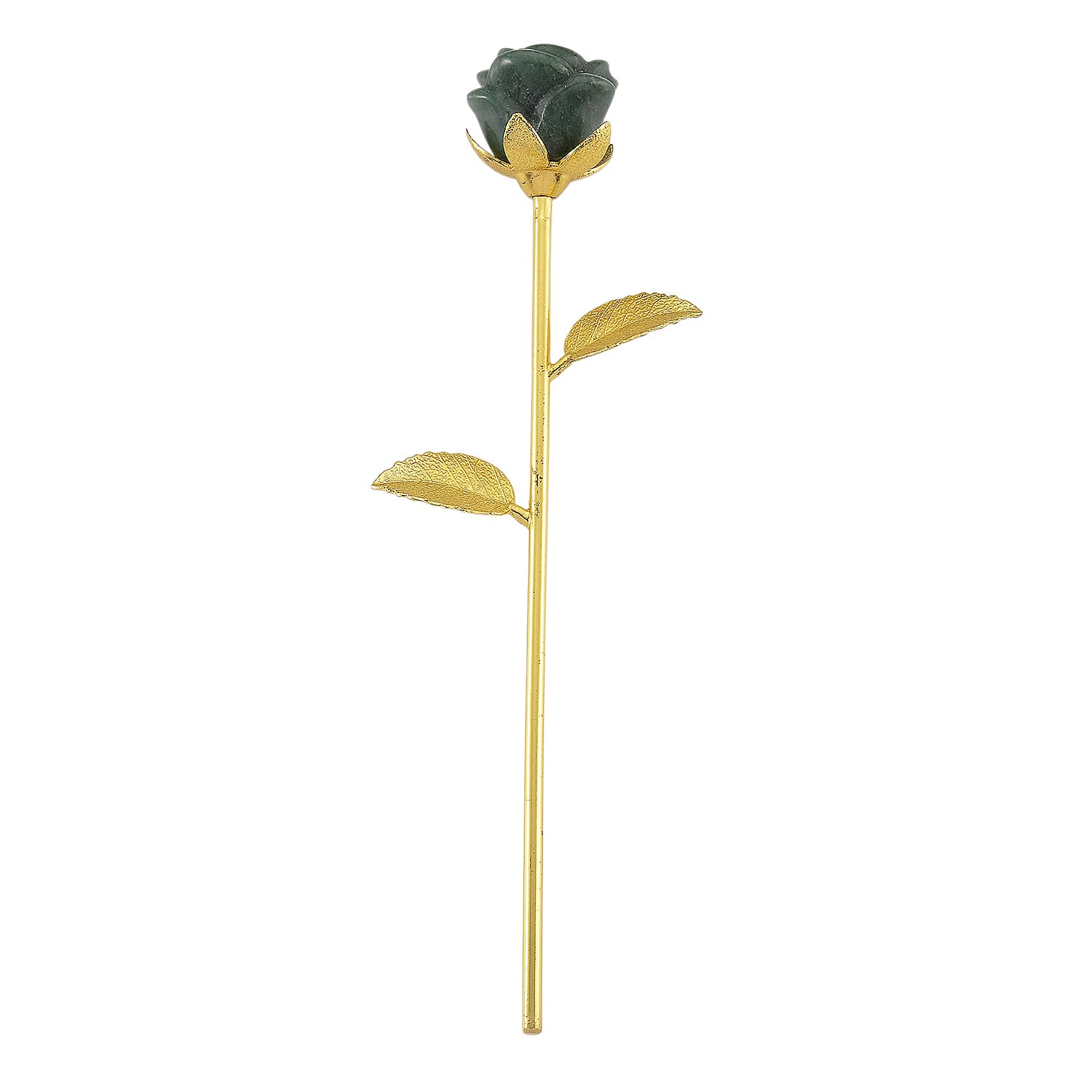 HandCrafted Decor Gift Green Aventurine Rose in Yellow Gold Tone 225.00 Ct.