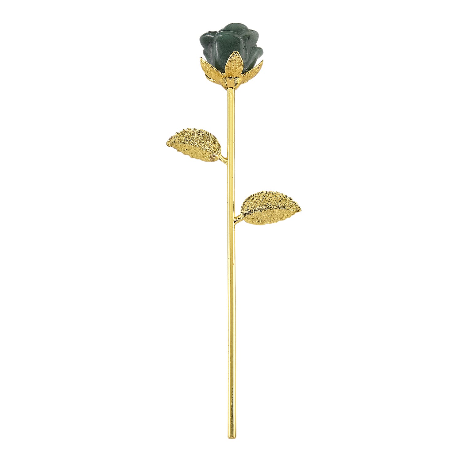 HandCrafted Decor Gift Green Aventurine Rose in Yellow Gold Tone 225.00 Ct.