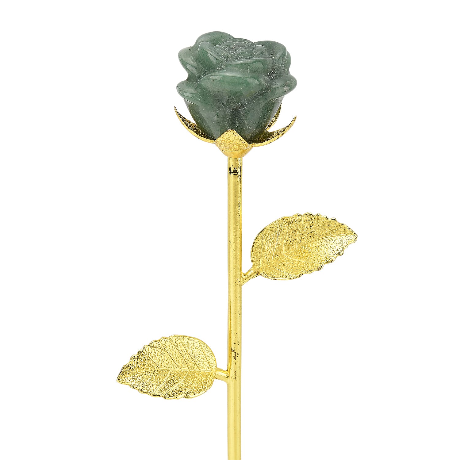 HandCrafted Decor Gift Green Aventurine Rose in Yellow Gold Tone 225.00 Ct.