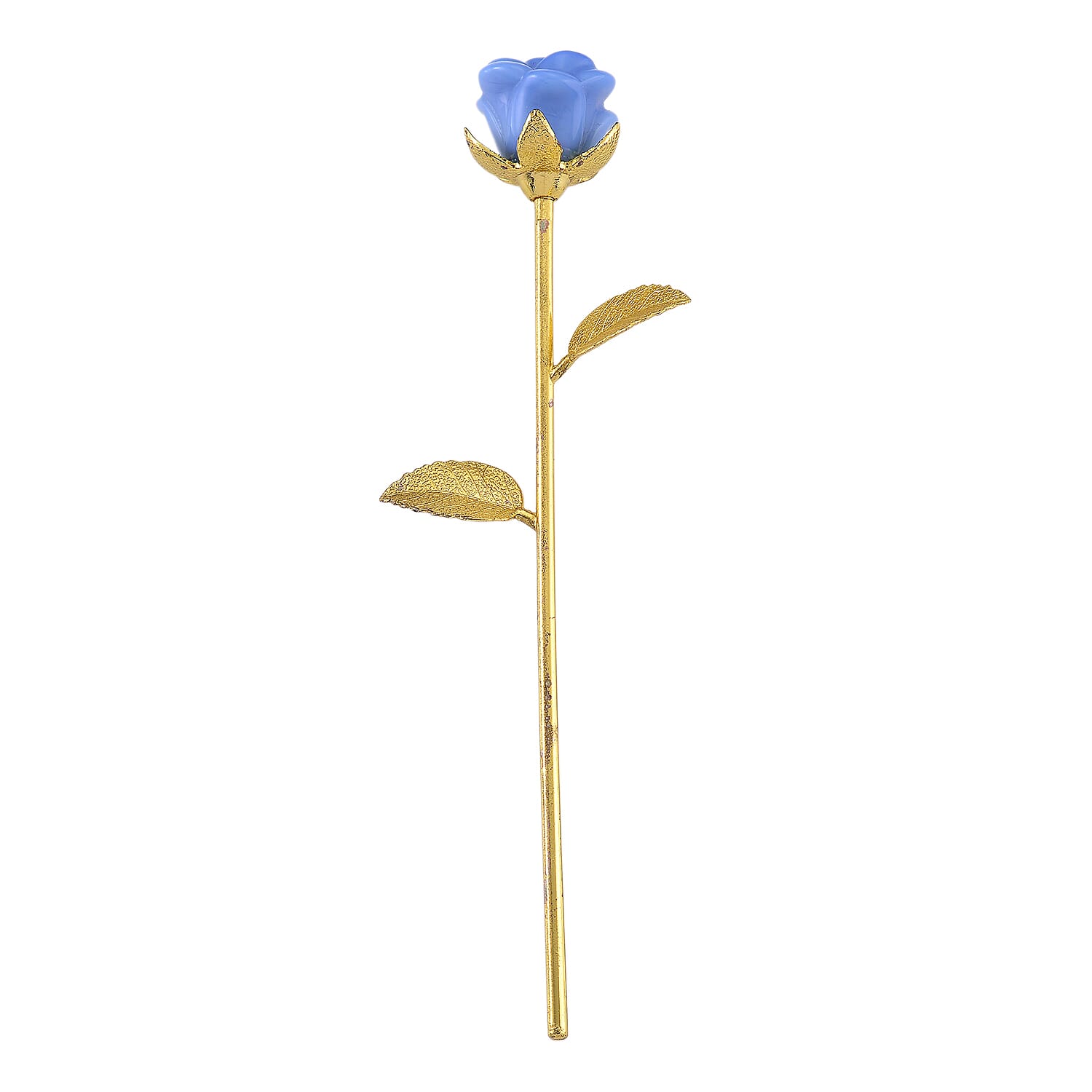 HandCrafted Decor Gift Blue Opalite Rose in Yellow Gold Tone 225.00 Ct.