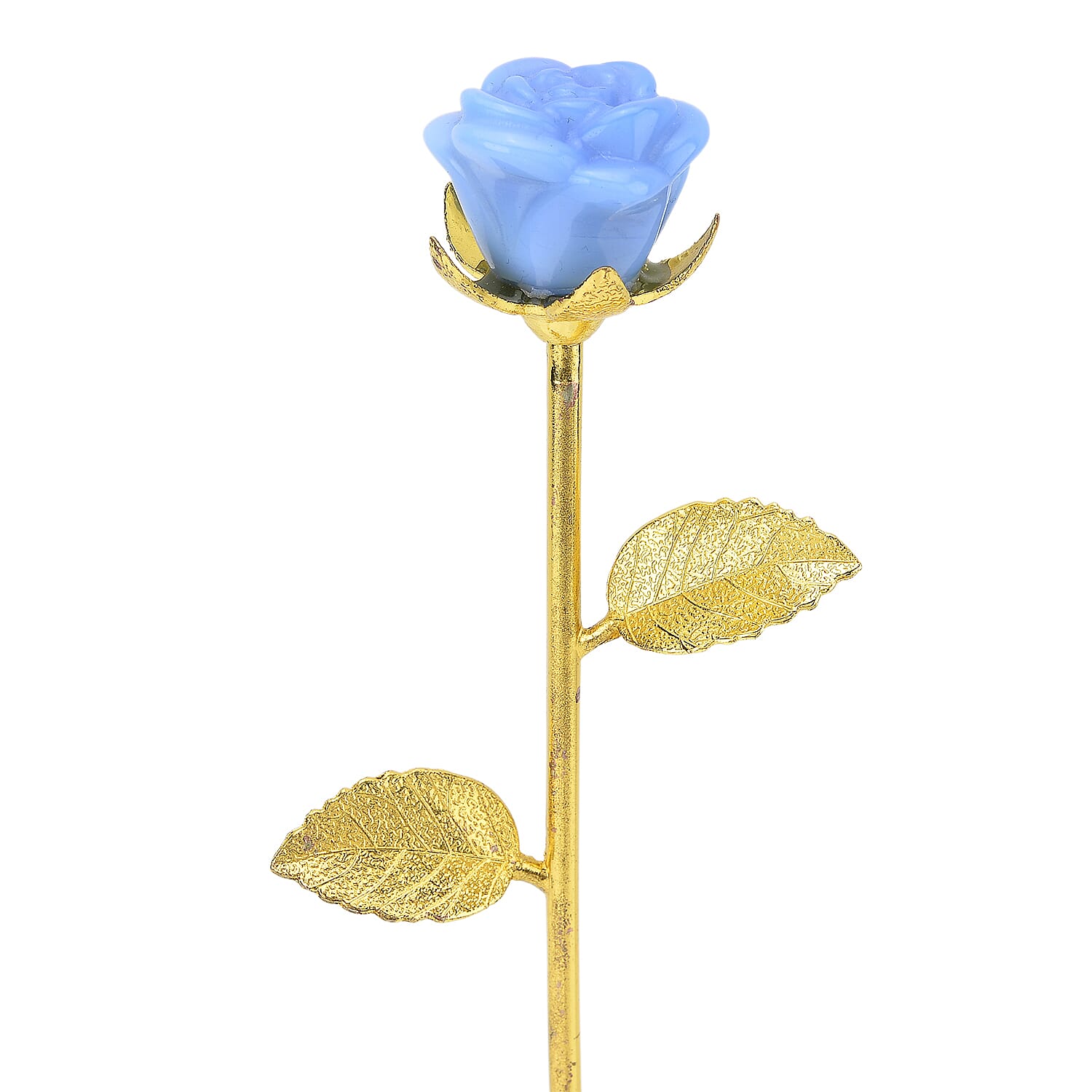 HandCrafted Decor Gift Blue Opalite Rose in Yellow Gold Tone 225.00 Ct.