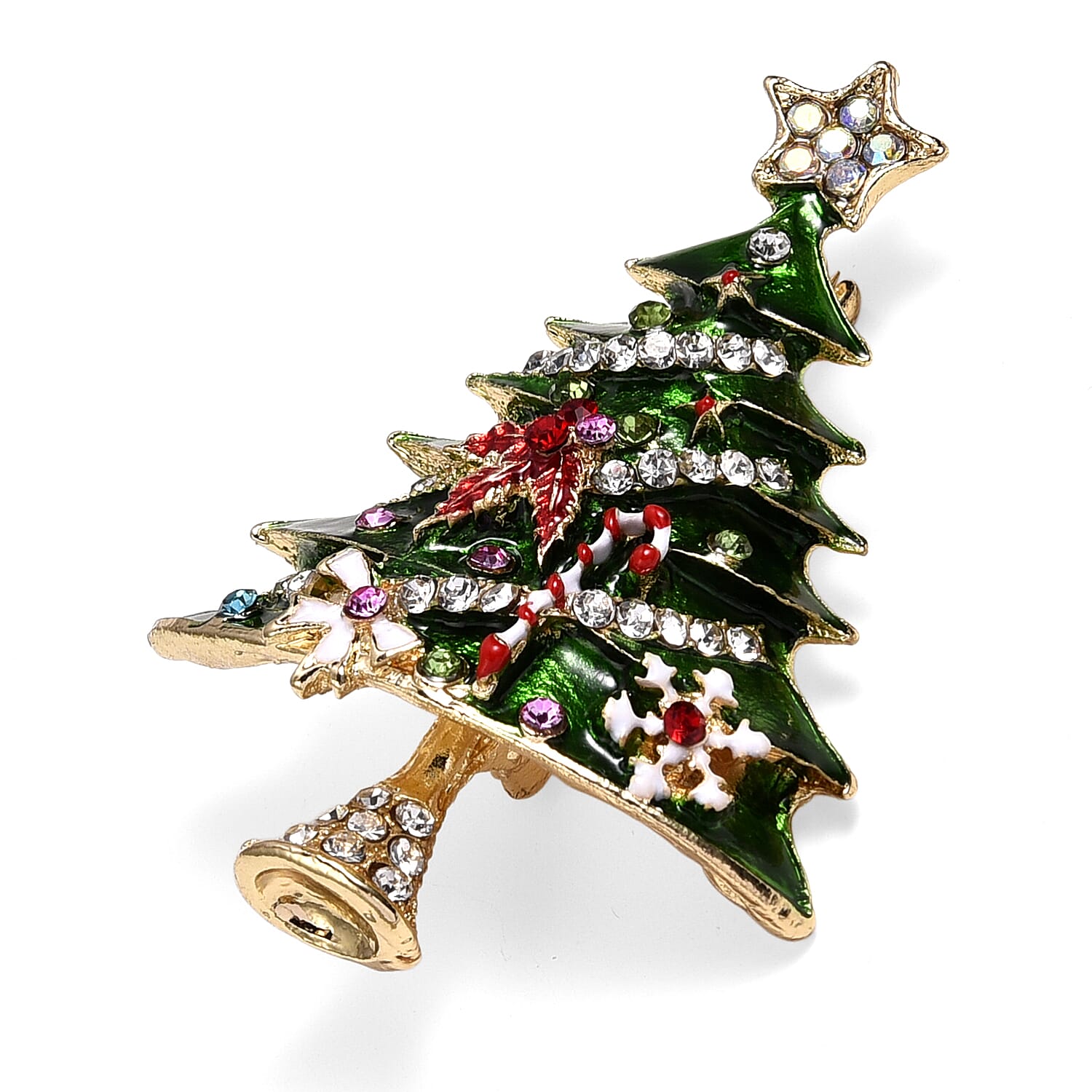 Set of 2 -  Multi Colour Crystal Brooch in Yellow Gold Tone with Enameled