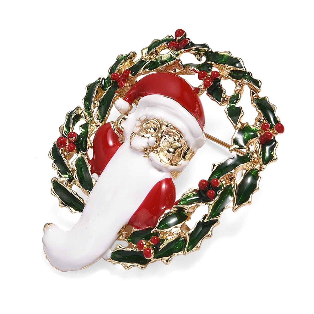 Closeout Deal - Christmas Deal - Set of 2 - Santa and Christmas Tree Brooch