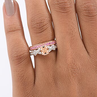 https://tjcuk.sirv.com/Products/44/3/4432539/Set-of-2-Pink-Sapphire-Morganite-White-Zircon-Solitaire-Ring-in-18K-RG_4432539_2.jpg?w=342&h=342