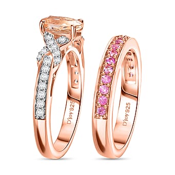 https://tjcuk.sirv.com/Products/44/3/4432539/Set-of-2-Pink-Sapphire-Morganite-White-Zircon-Solitaire-Ring-in-18K-RG_4432539_3.jpg?w=342&h=342