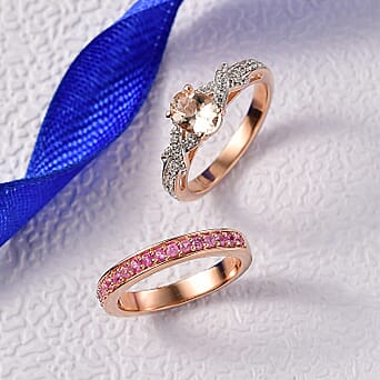 https://tjcuk.sirv.com/Products/44/3/4432540/Set-of-2-Pink-Sapphire-Morganite-White-Zircon-Solitaire-Ring-in-18K-RG_4432540_1.jpg?w=342&h=342