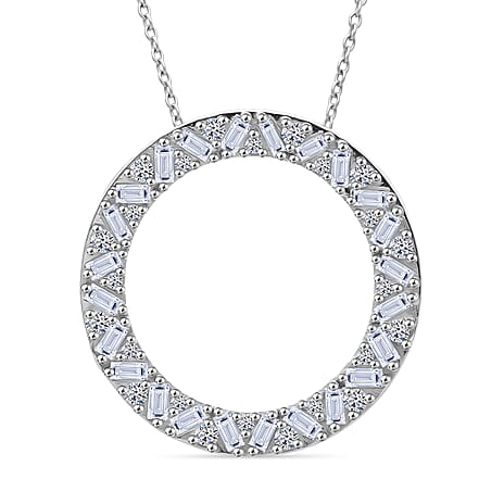 Luxuriant Lab Grown Diamond (VS-EF) Pendant with Chain (Size 18 - 2) in Rhodium Overlay Sterling Silver 1.00 Ct.