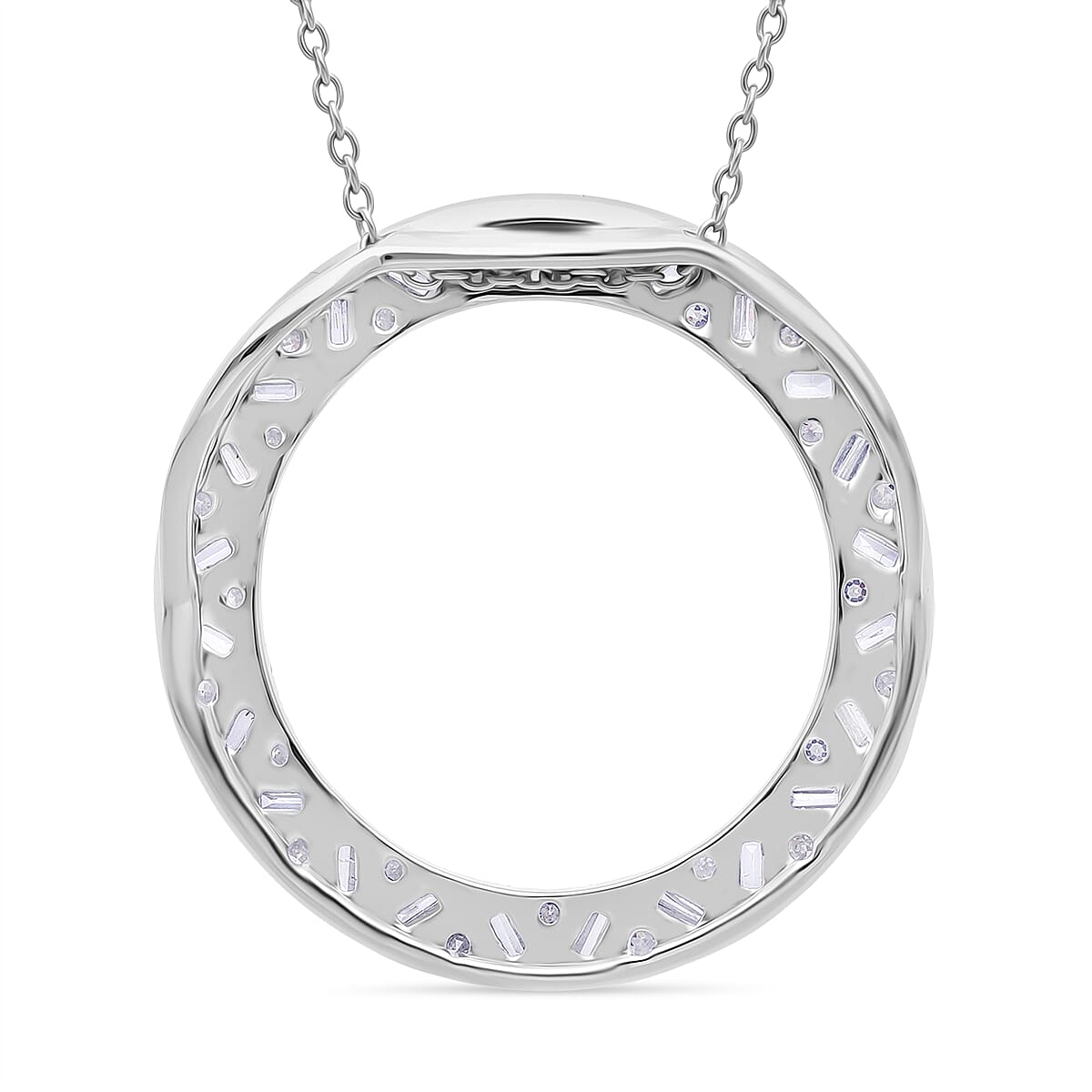 Luxuriant Lab Grown Diamond (VS-EF) Pendant with Chain (Size 18 - 2) in Rhodium Overlay Sterling Silver 1.00 Ct.