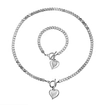 2 Piece Set - Silver Plated Hematite Necklace and Bracelet 75.00 Ct.