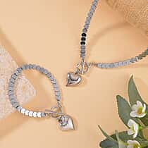 2 Piece Set - Silver Plated Hematite Necklace and Bracelet 75.00 Ct.