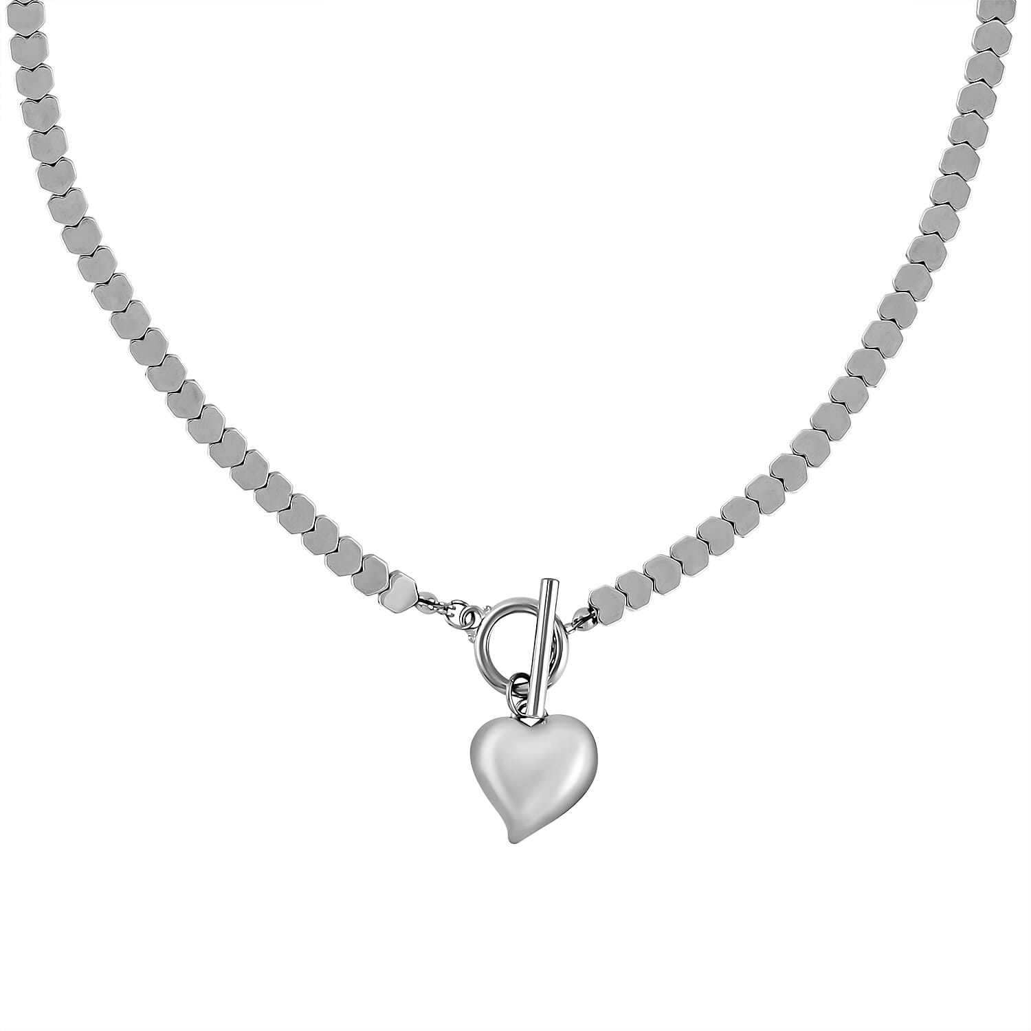 2 Piece Set - Silver Plated Hematite Necklace and Bracelet 75.00 Ct.