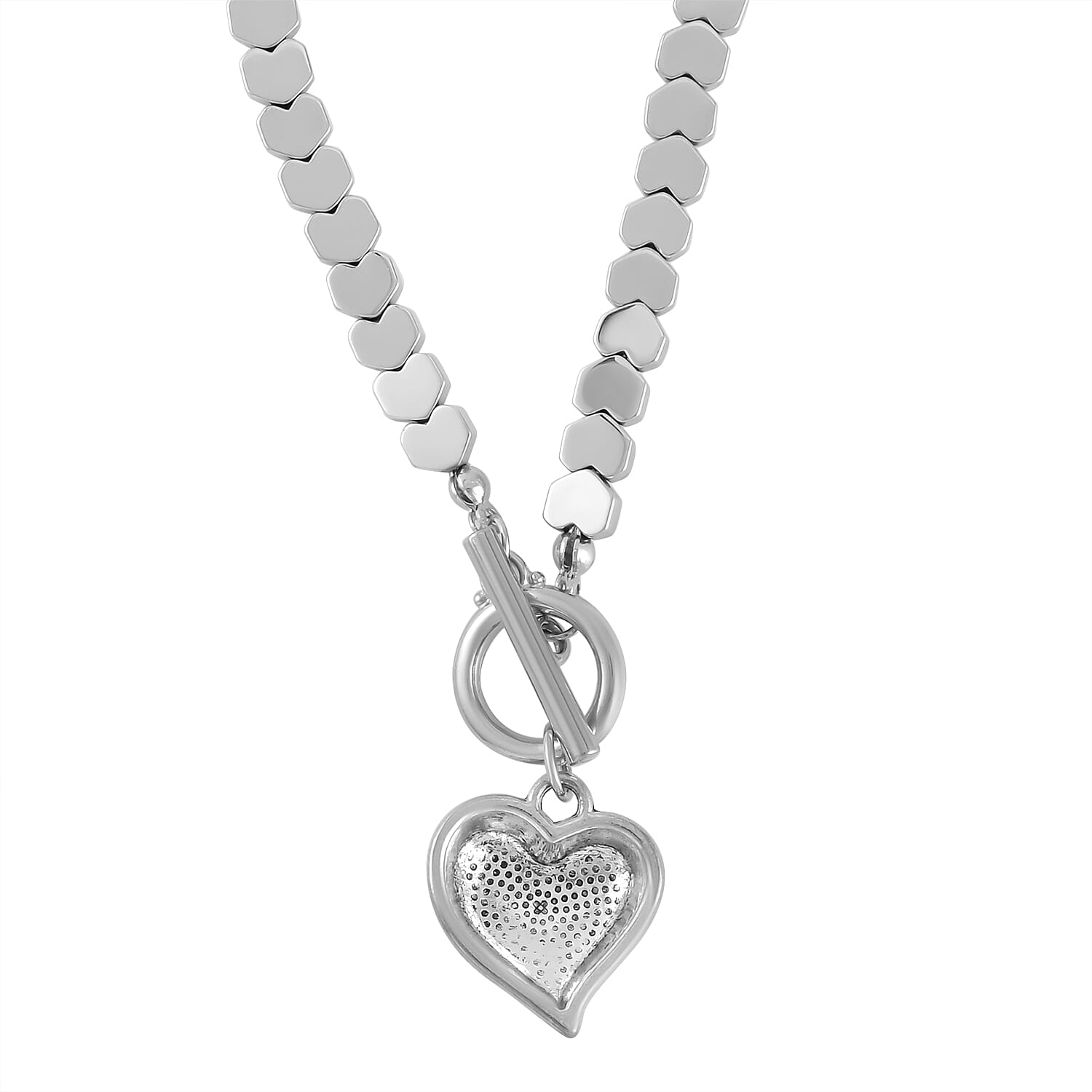 2 Piece Set - Silver Plated Hematite Necklace and Bracelet 75.00 Ct.