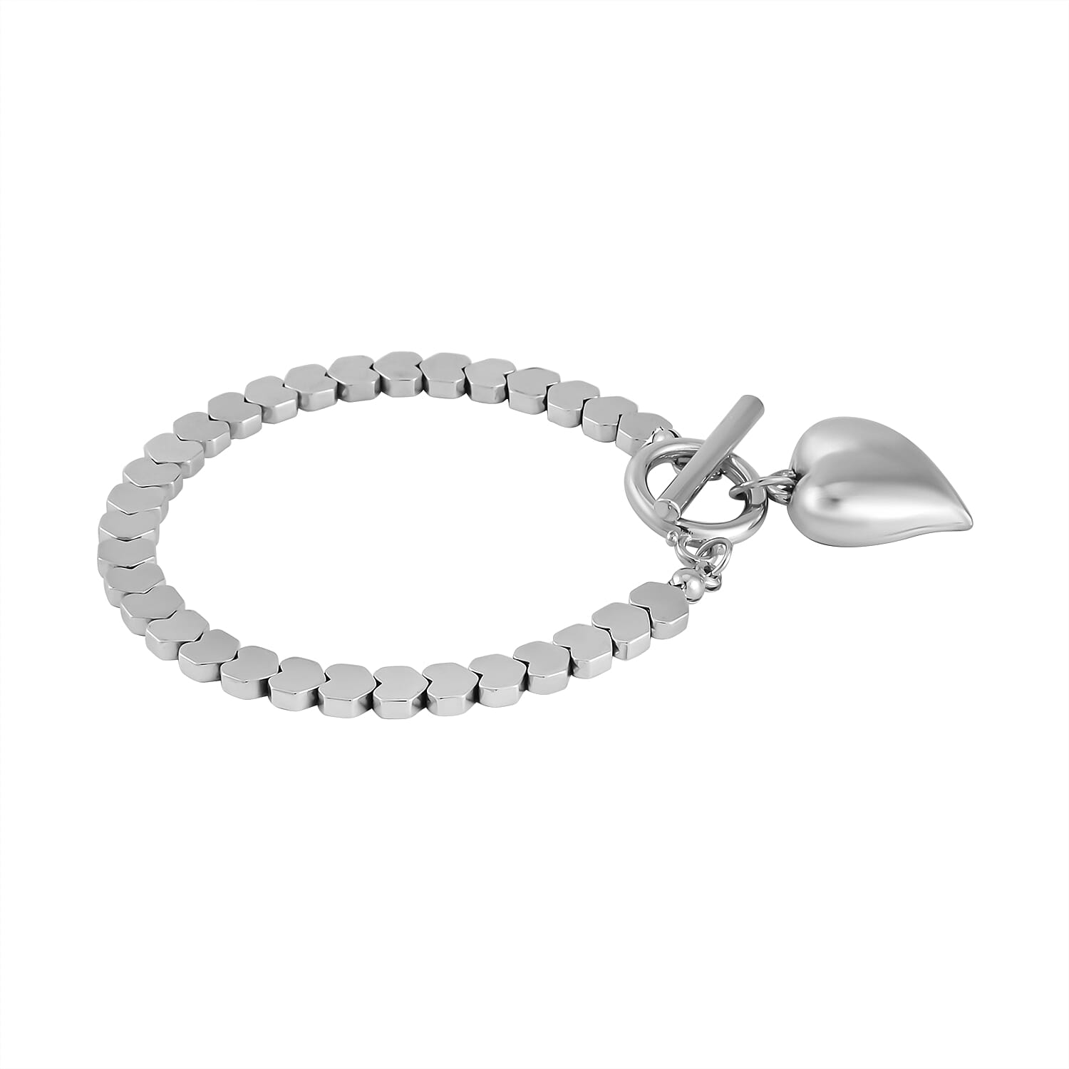 2 Piece Set - Silver Plated Hematite Necklace and Bracelet 75.00 Ct.