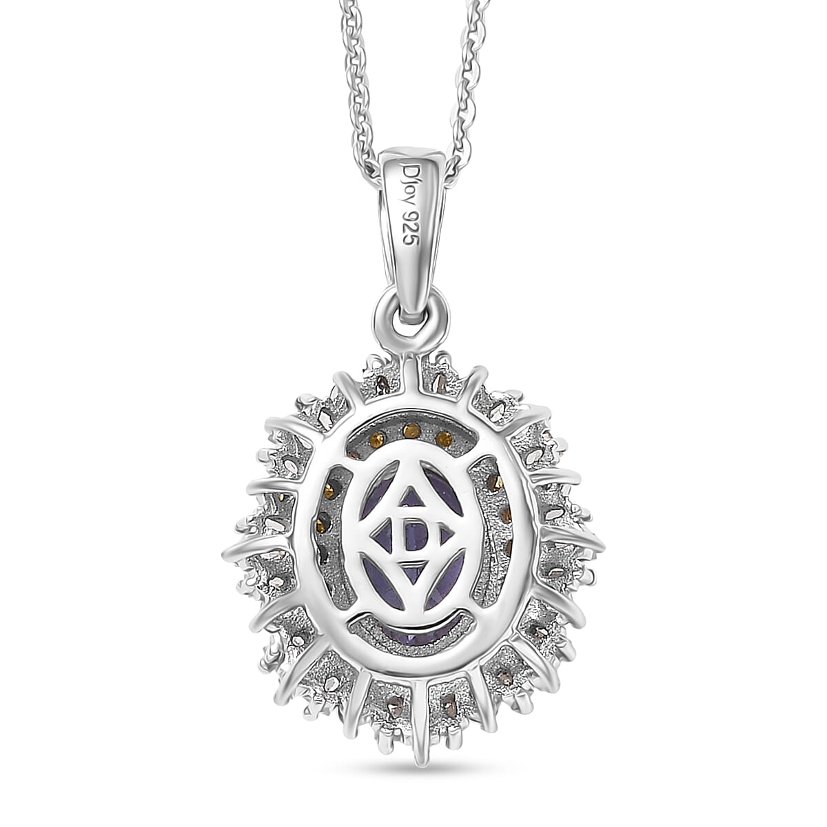 D'Joy Tanzanite, Yellow Diamond & White Diamond Pendant with Chain (Size 20) in Rhodium Overlay Sterling 1.95 Ct.