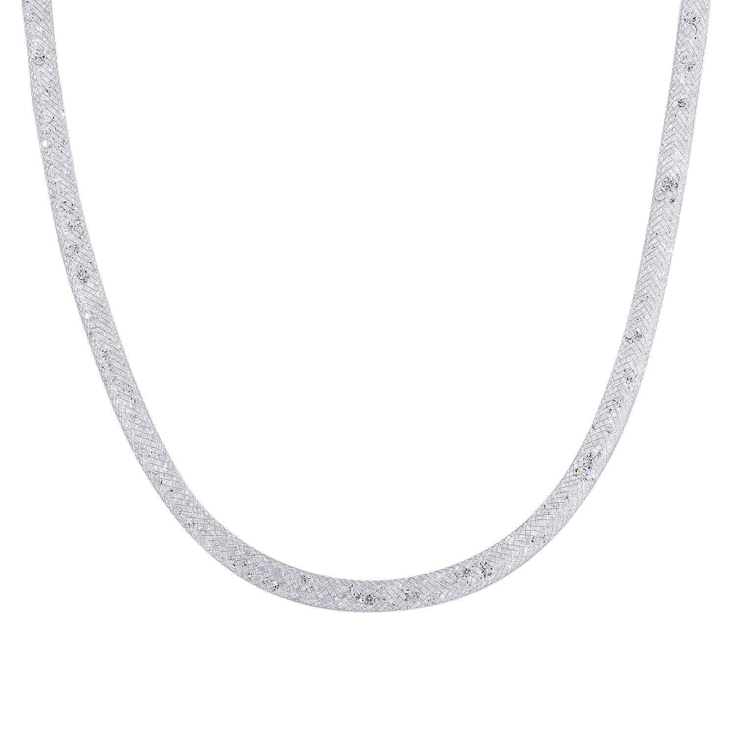 2 Piece Set -  White Crystal Fancy Necklace and Fancy Bracelet Pure White Brass  0.020  Ct.
