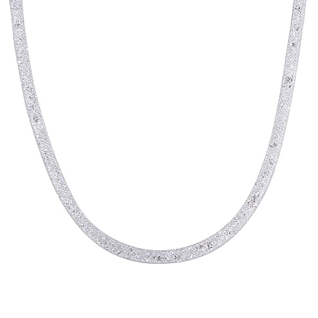 2 Piece Set -  White Crystal Fancy Necklace and Fancy Bracelet Pure White Brass  0.020  Ct.