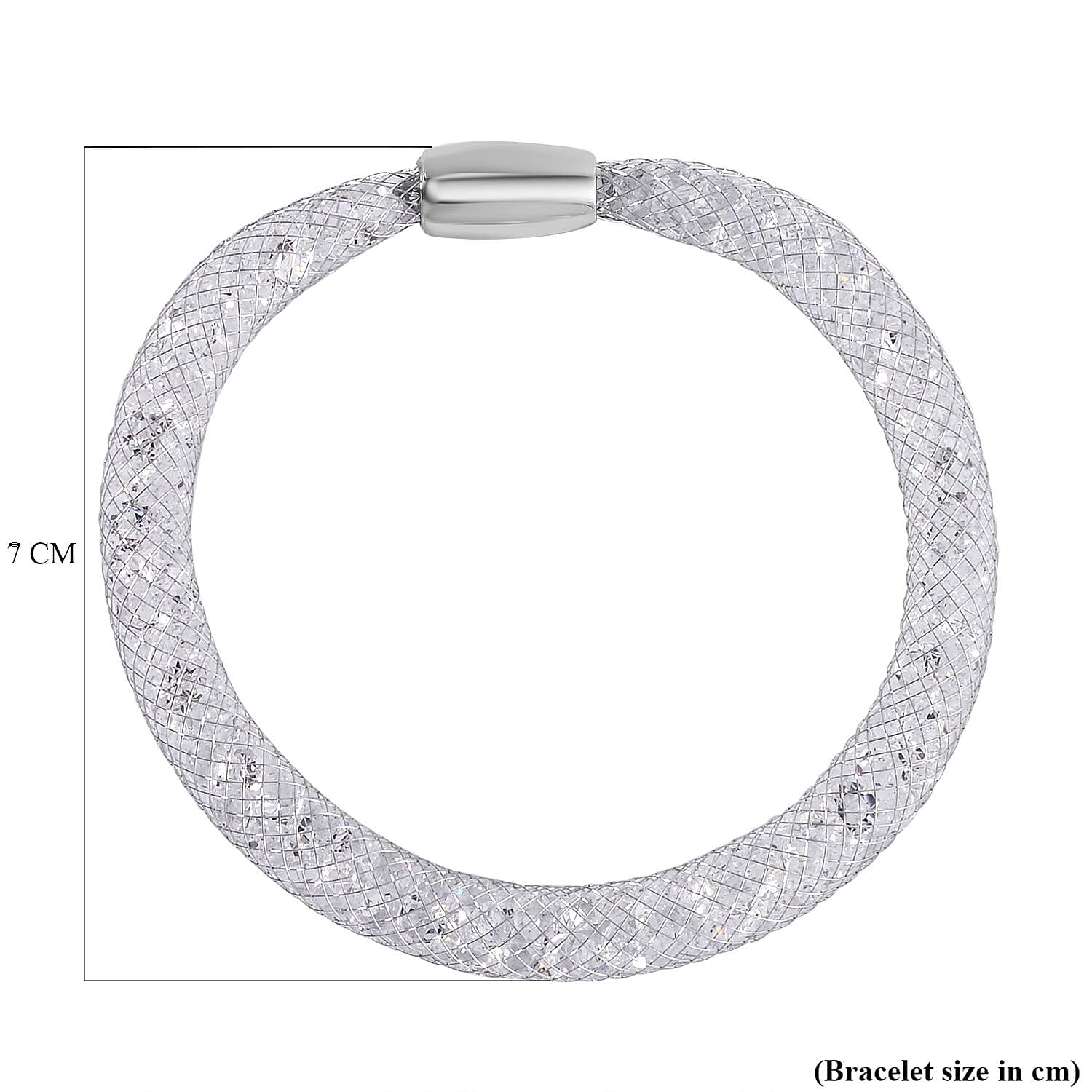 2 Piece Set -  White Crystal Fancy Necklace and Fancy Bracelet Pure White Brass  0.020  Ct.