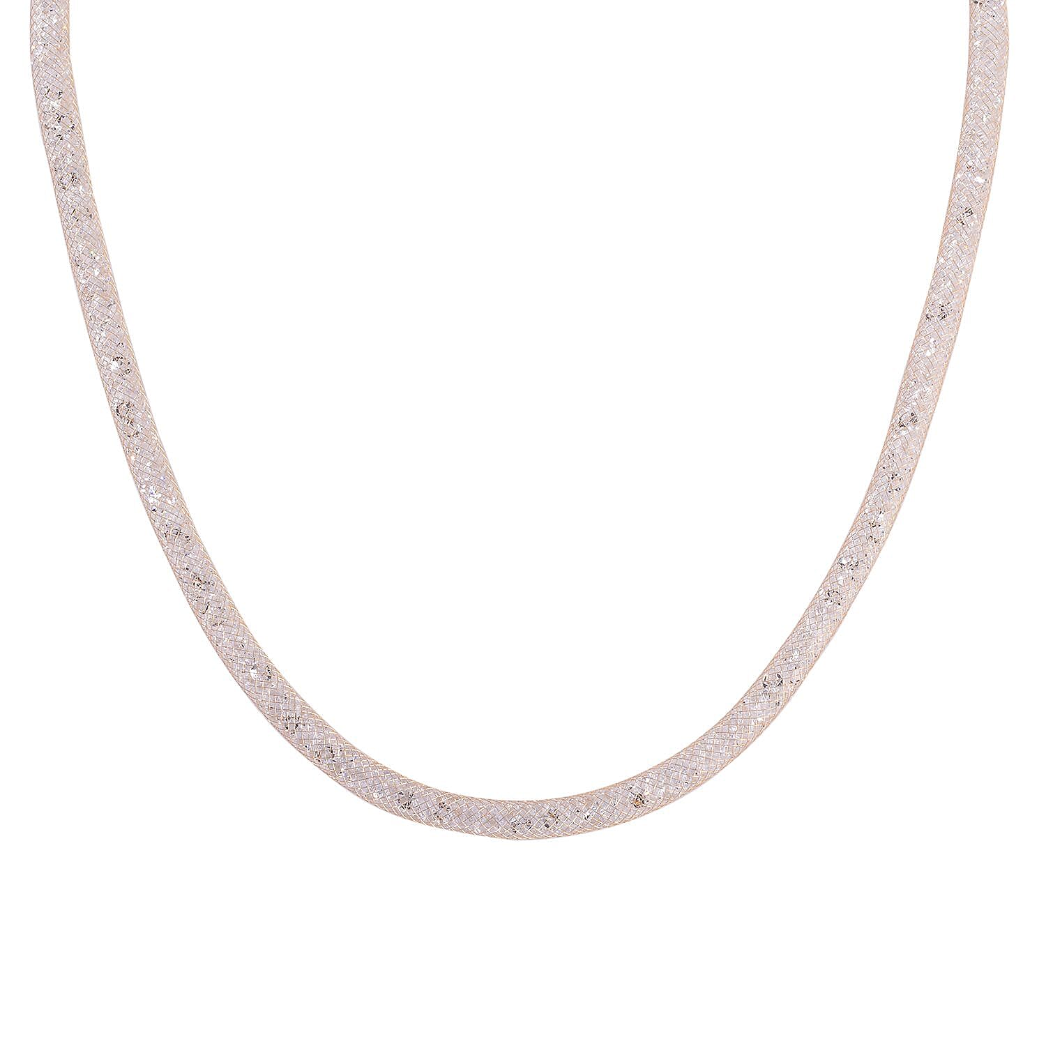 2 Piece Set -  White Crystal Fancy Necklace and Fancy Bracelet Pure Yellow Brass  0.020  Ct.