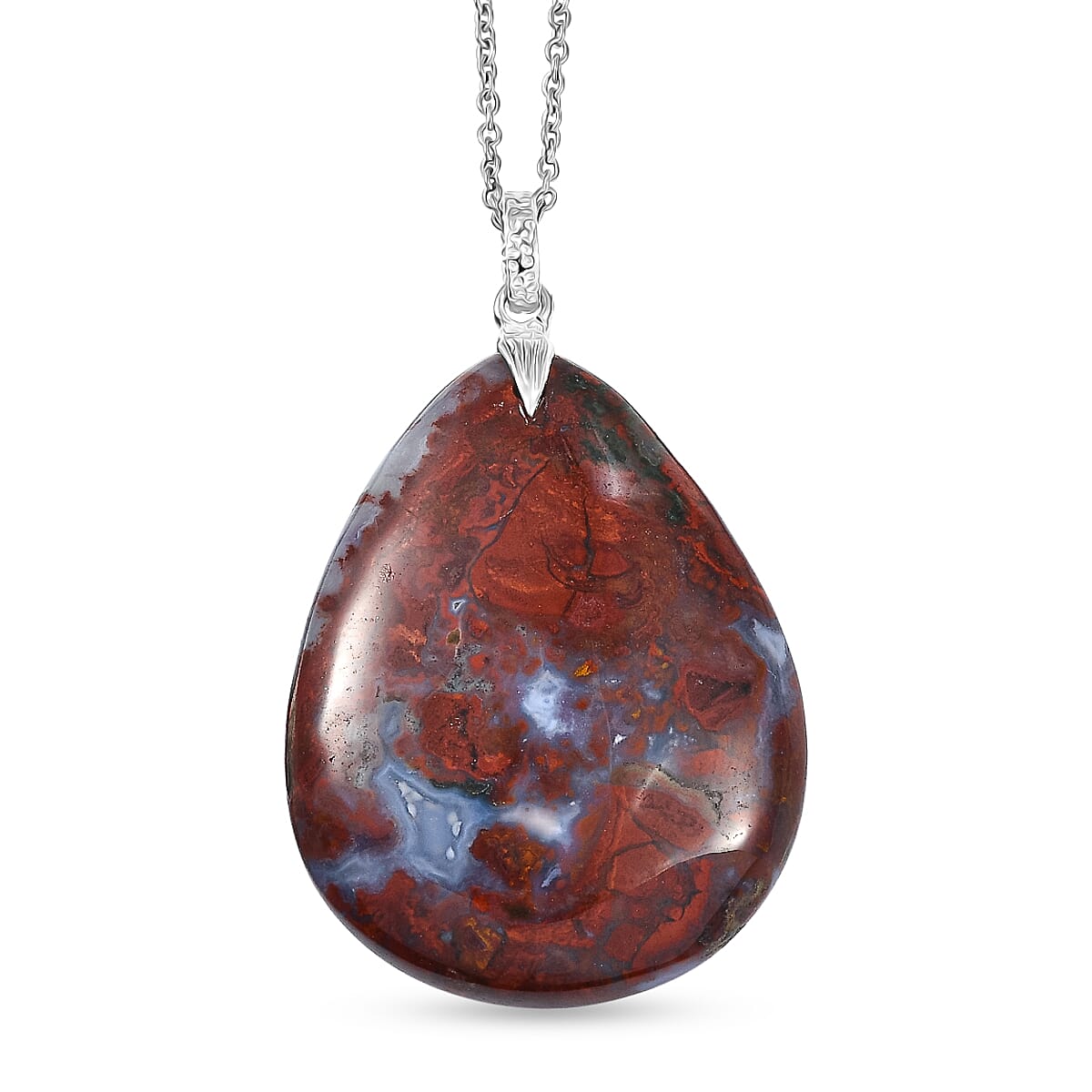 Red Jasper Pendant with Chain (Size 20) Mix Metal  100.000  Ct.