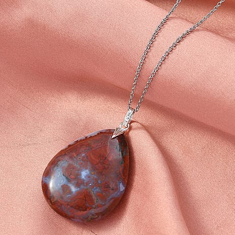 Red Jasper Pendant with Chain (Size 20) 119.18 Ct.