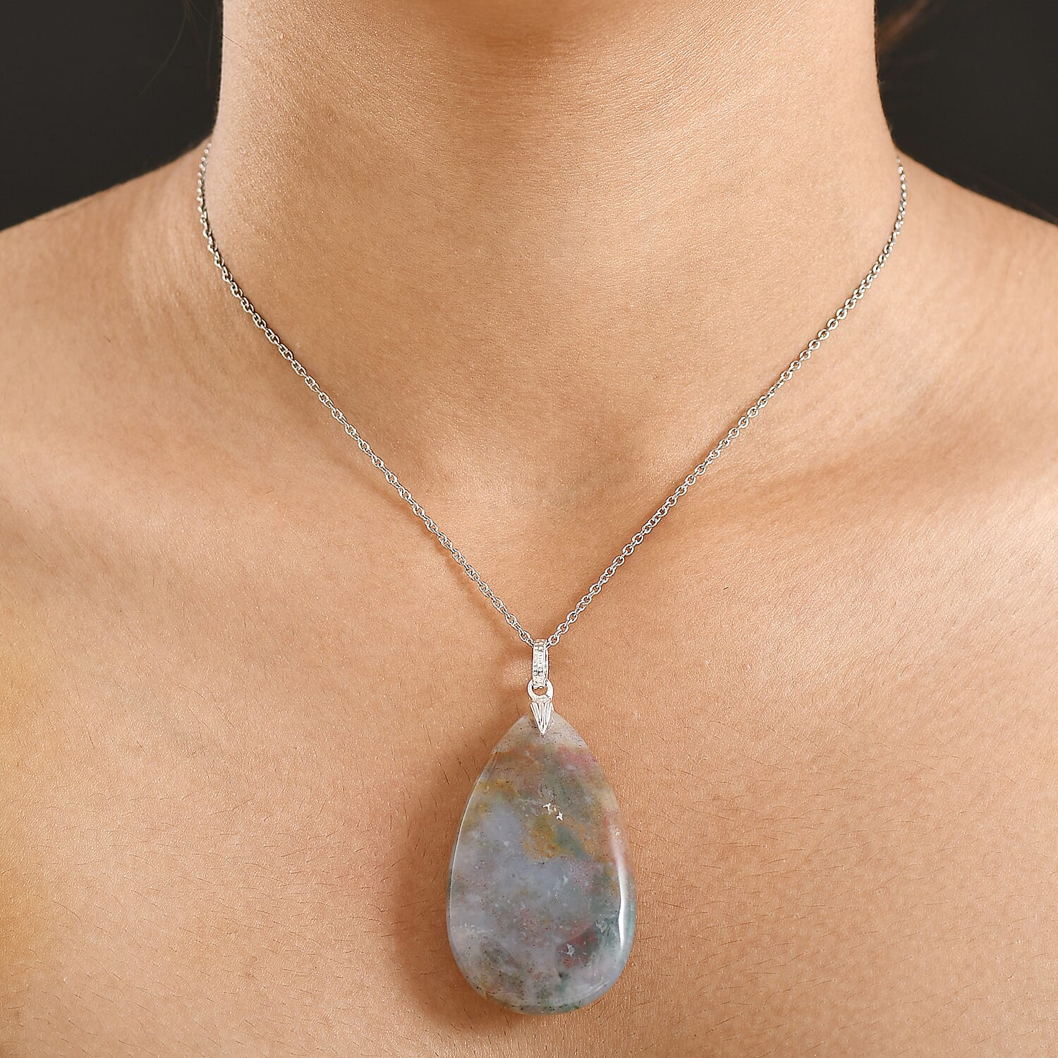 Ocean Jasper Pendant with Chain (Size 20) Mix Metal  100.000  Ct.