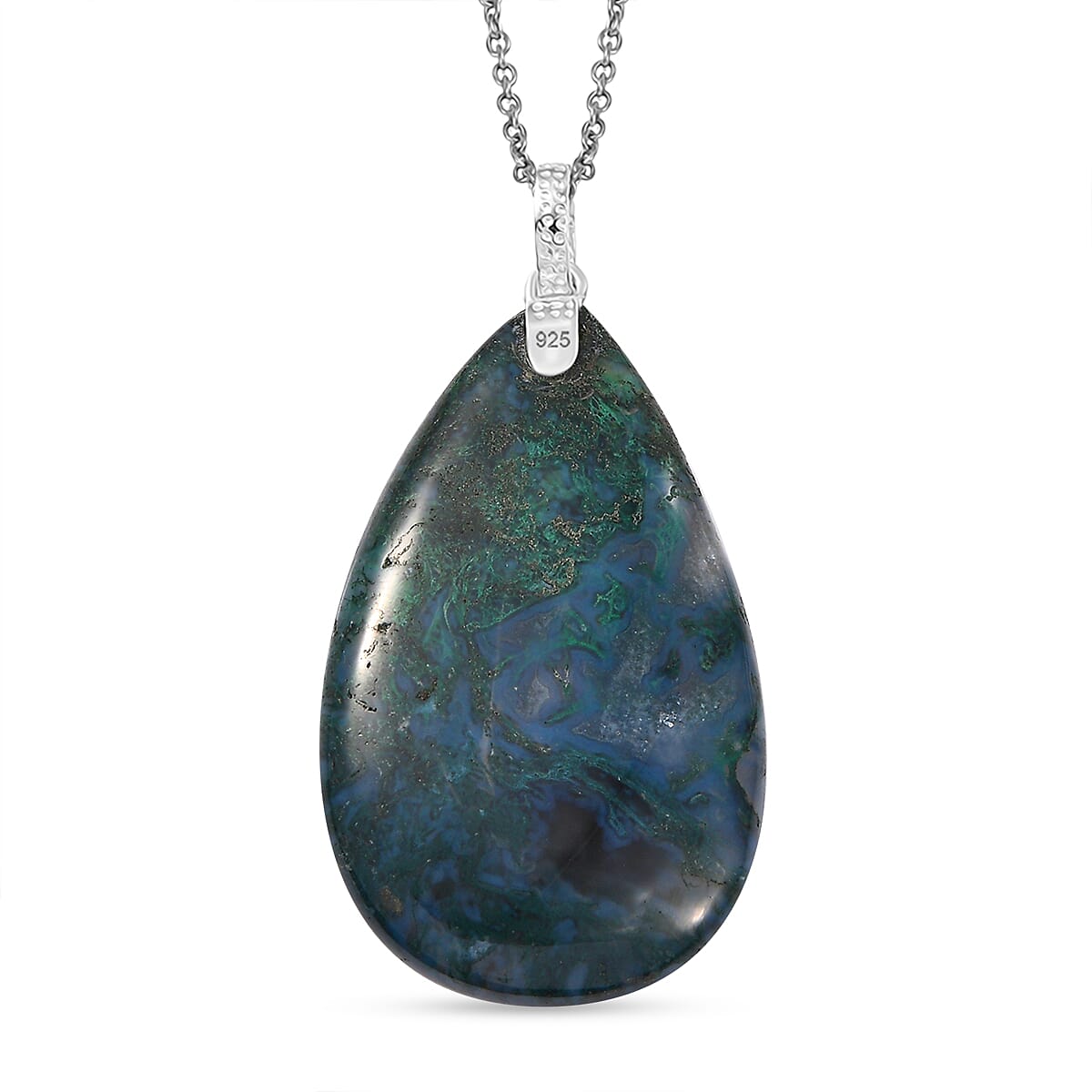 Green Jasper Pendant with Chain (Size 20) 119.18 Ct.