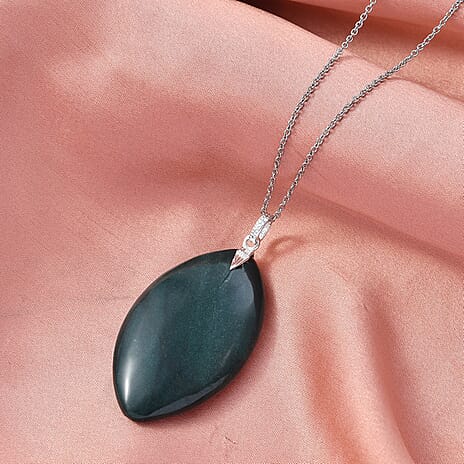 Green Jasper Pendant with Chain (Size 20) 119.18 Ct.